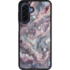 Coque Samsung Galaxy A17 - Silicone rigide noir Marbre violette argentée