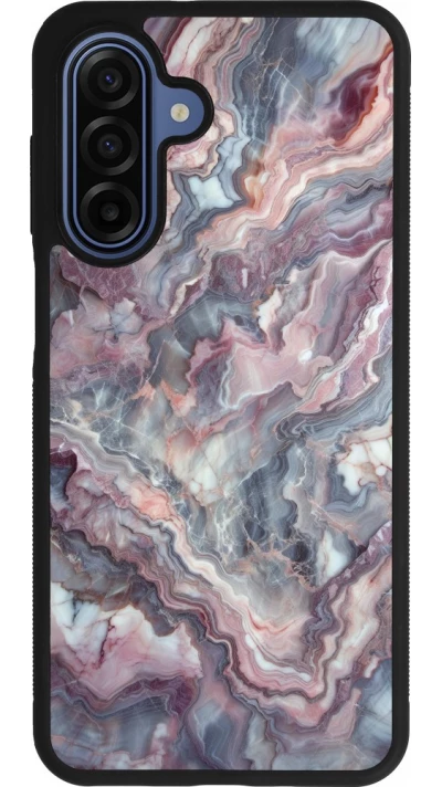 Samsung Galaxy A17 Case Hülle - Silikon schwarz Violetter silberner Marmor