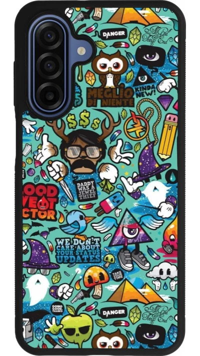 Coque Samsung Galaxy A17 - Silicone rigide noir Mixed Cartoons Turquoise