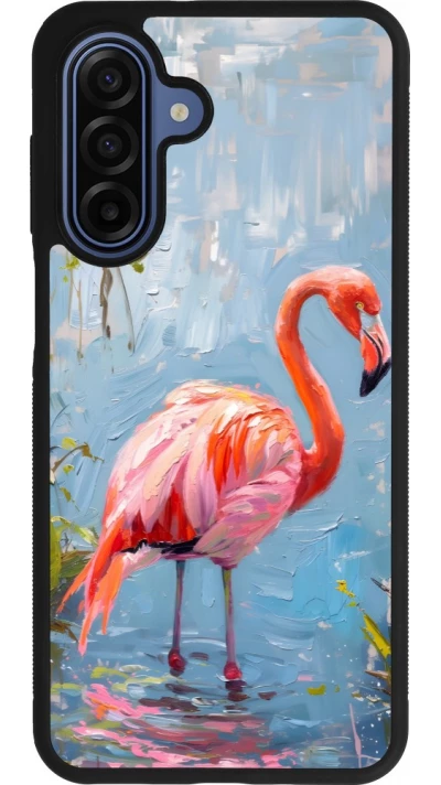 Samsung Galaxy A17 Case Hülle - Silikon schwarz Paint Flamingo