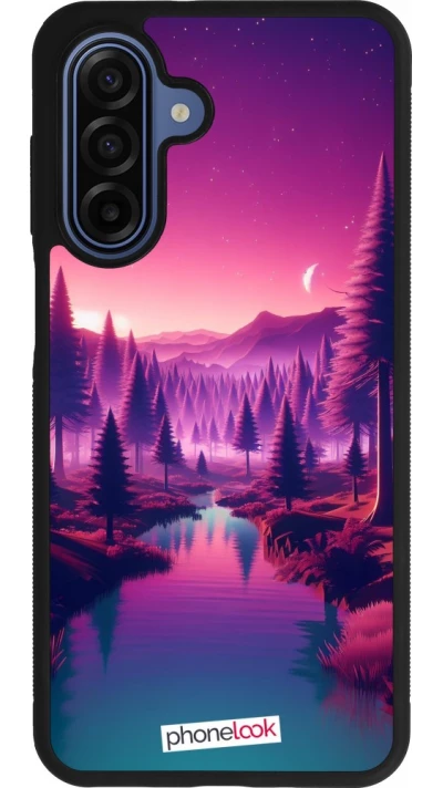 Coque Samsung Galaxy A17 - Silicone rigide noir Paysage Violet-Rose