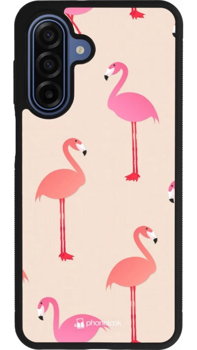 Samsung Galaxy A17 Case Hülle - Silikon schwarz Pink Flamingos Pattern