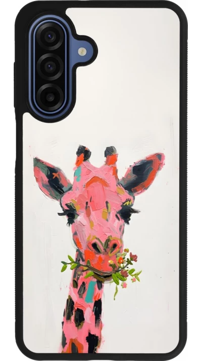 Samsung Galaxy A17 Case Hülle - Silikon schwarz Pink Girafe Paint