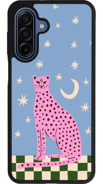 Samsung Galaxy A17 Case Hülle - Silikon schwarz Pink leopard with stars 2026