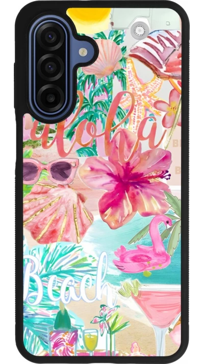 Samsung Galaxy A17 Case Hülle - Silikon schwarz Preppy Collage Aloha