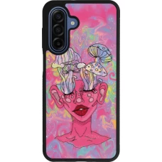 Coque Samsung Galaxy A17 - Silicone rigide noir Psychedelic pink mushroom