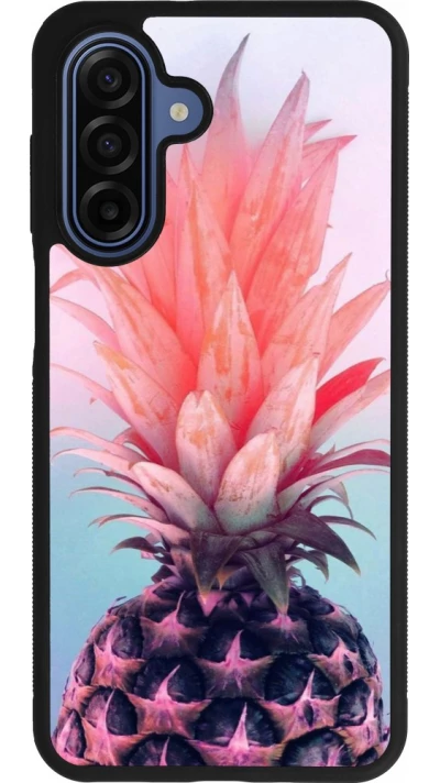 Samsung Galaxy A17 Case Hülle - Silikon schwarz Purple Pink Pineapple
