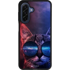 Coque Samsung Galaxy A17 - Silicone rigide noir Red Blue Cat Glasses