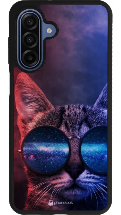 Samsung Galaxy A17 Case Hülle - Silikon schwarz Red Blue Cat Glasses