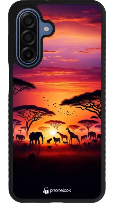Samsung Galaxy A17 Case Hülle - Silikon schwarz Safari Sonnenuntergang Wildtiere