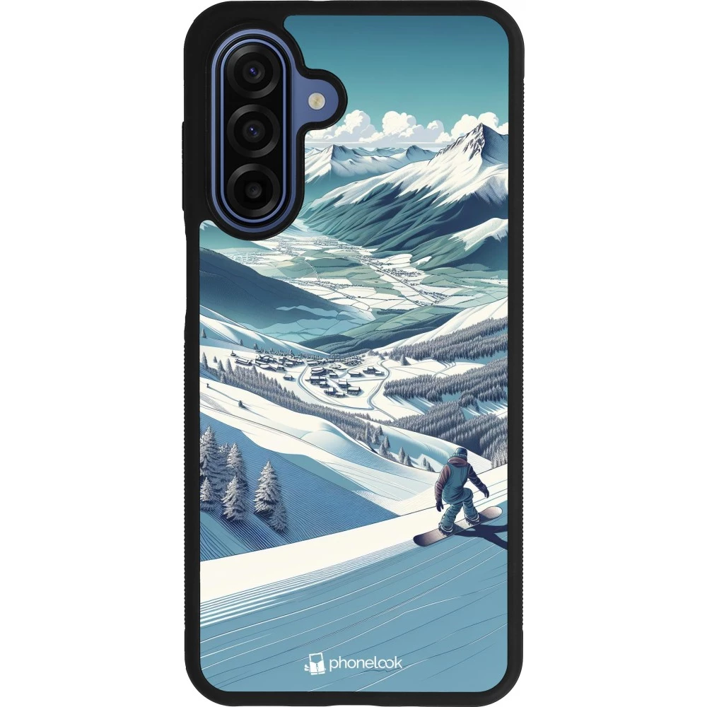 Samsung Galaxy A17 Case Hülle - Silikon schwarz Snowboarder Berg