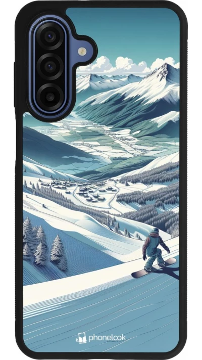 Samsung Galaxy A17 Case Hülle - Silikon schwarz Snowboarder Berg