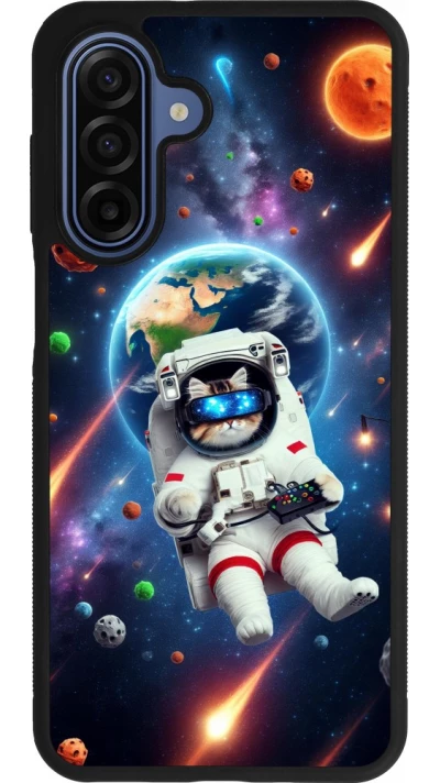 Samsung Galaxy A17 Case Hülle - Silikon schwarz VR SpaceCat Odyssee