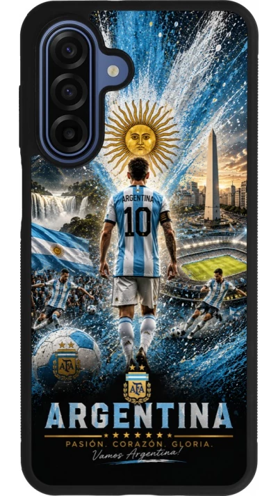 Coque Samsung Galaxy A17 - Silicone rigide noir Football Argentine splash 2026
