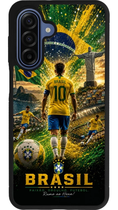 Coque Samsung Galaxy A17 - Silicone rigide noir Football Brésil splash 2026