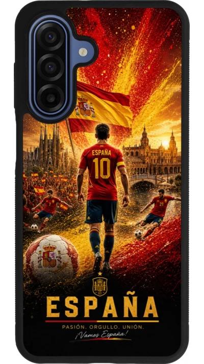 Coque Samsung Galaxy A17 - Silicone rigide noir Football Espagne splash 2026