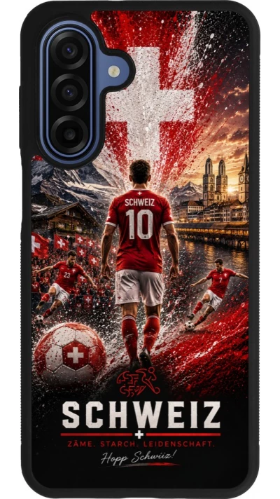 Coque Samsung Galaxy A17 - Silicone rigide noir Football Schweiz splash 2026