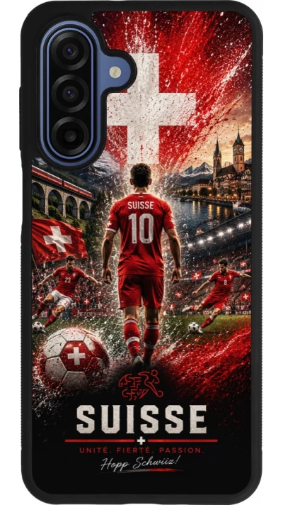 Coque Samsung Galaxy A17 - Silicone rigide noir Football Suisse splash 2026