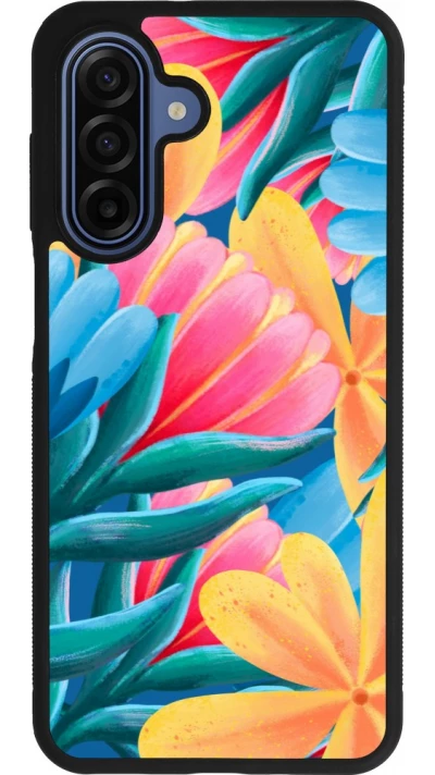 Samsung Galaxy A17 Case Hülle - Silikon schwarz Spring 23 colorful flowers