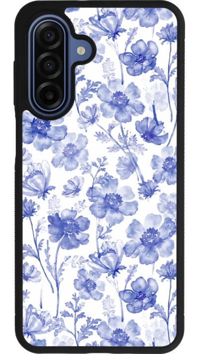 Samsung Galaxy A17 Case Hülle - Silikon schwarz Spring 23 watercolor blue flowers