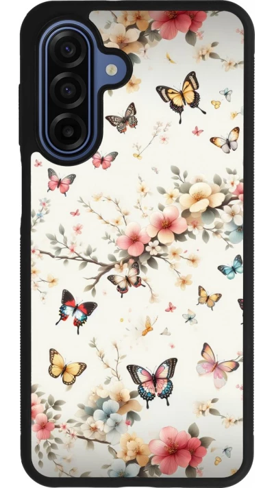 Coque Samsung Galaxy A17 - Silicone rigide noir Spring 25 Papillons Légers