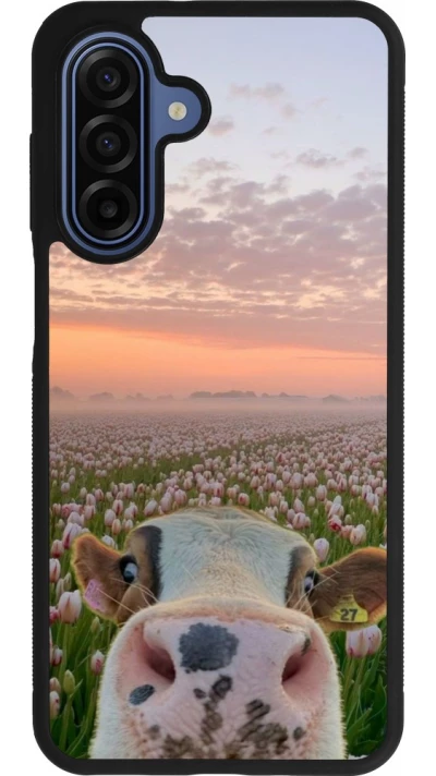 Coque Samsung Galaxy A17 - Silicone rigide noir Cow with tulips Spring 2026