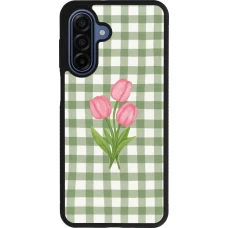 Coque Samsung Galaxy A17 - Silicone rigide noir Green vichy tulips Spring 2026