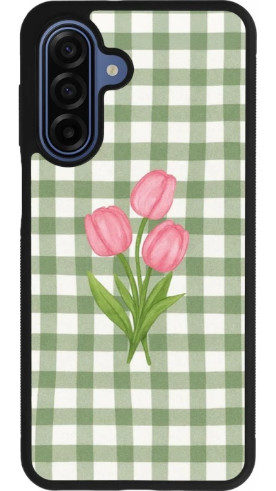 Coque Samsung Galaxy A17 - Silicone rigide noir Green vichy tulips Spring 2026