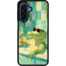 Coque Samsung Galaxy A17 - Silicone rigide noir Crocodile in the swimming pool Summer 2026