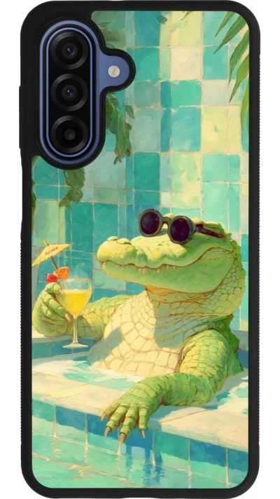 Samsung Galaxy A17 Case Hülle - Silikon schwarz Crocodile in the swimming pool Summer 2026