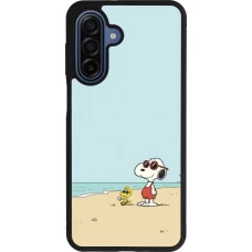 Coque Samsung Galaxy A17 - Silicone rigide noir Snoopy on the beach Summer 2026