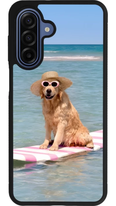 Samsung Galaxy A17 Case Hülle - Silikon schwarz Summer Dog on Paddle