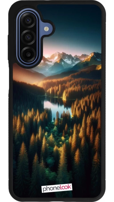 Samsung Galaxy A17 Case Hülle - Silikon schwarz Sonnenuntergang Waldsee
