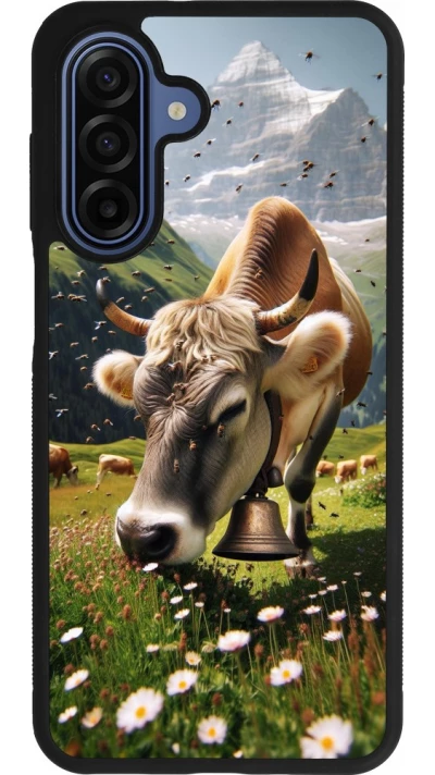 Coque Samsung Galaxy A17 - Silicone rigide noir Vache montagne Valais
