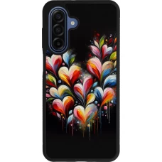 Coque Samsung Galaxy A17 - Silicone rigide noir Valentine 2024 Coeur Noir Abstrait