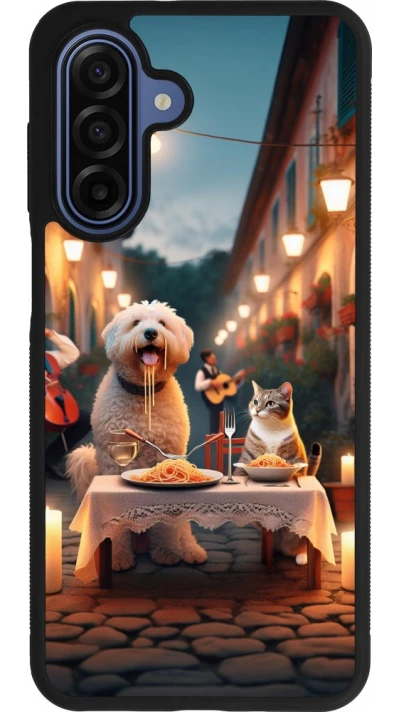 Samsung Galaxy A17 Case Hülle - Silikon schwarz Valentin 2024 Hund & Katze Kerzenlicht