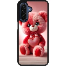 Coque Samsung Galaxy A17 - Silicone rigide noir Valentine 2024 Ourson rose