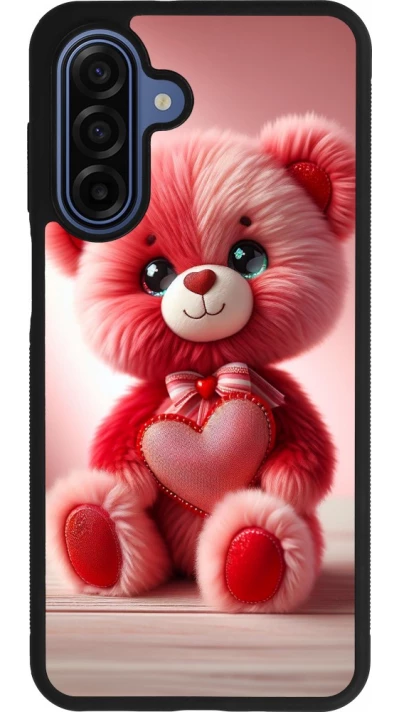 Samsung Galaxy A17 Case Hülle - Silikon schwarz Valentin 2024 Rosaroter Teddybär