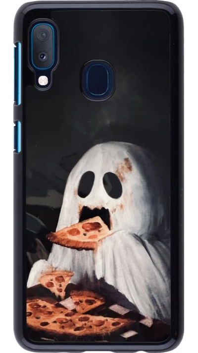 Samsung Galaxy A20e Case Hülle - Halloween 2026 Ghost eating pizza