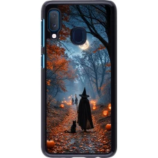 Samsung Galaxy A20e Case Hülle - Halloween 2026 Witch with a cat