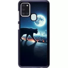 Samsung Galaxy A21s Case Hülle - Schwarze Katze unter dem Vollmond