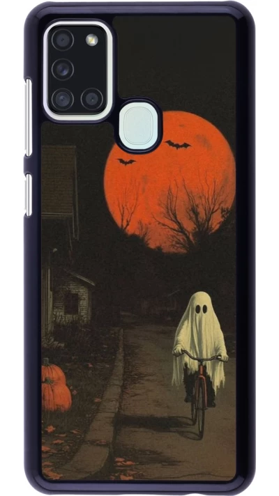 Samsung Galaxy A21s Case Hülle - Halloween 2025 Ghost on a bicycle
