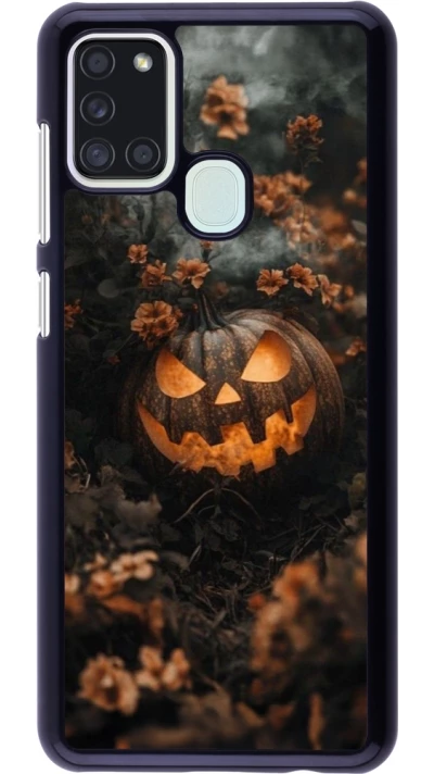 Samsung Galaxy A21s Case Hülle - Halloween 2025 Pumpkin with flowers