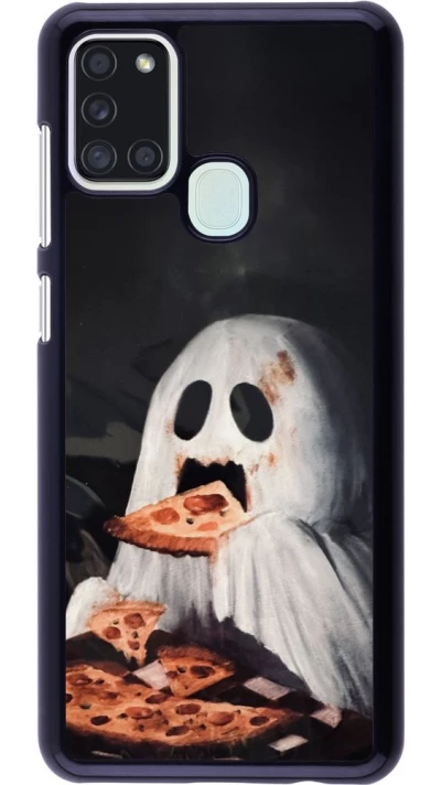 Coque Samsung Galaxy A21s - Halloween 2026 Ghost eating pizza