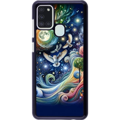 Coque Samsung Galaxy A21s - hibou volant floral