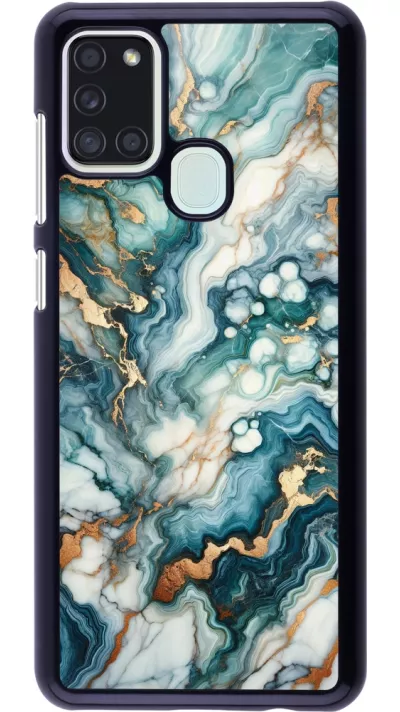 Samsung Galaxy A21s Case Hülle - Grüner Blauer Goldener Marmor