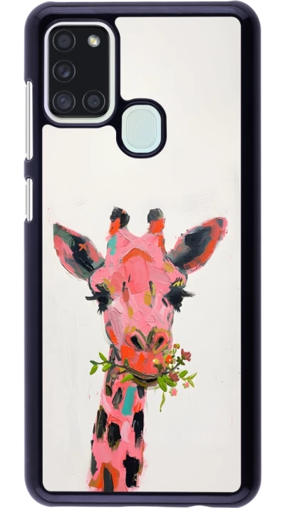 Samsung Galaxy A21s Case Hülle - Pink Girafe Paint