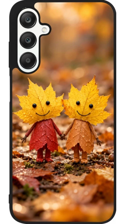 Coque Samsung Galaxy A25 - Silicone rigide noir Autumn 26 Couple of leaves