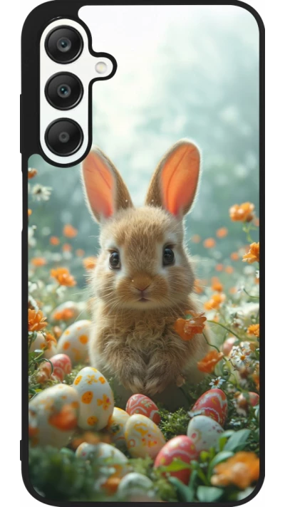 Samsung Galaxy A25 Case Hülle - Silikon schwarz Easter 2026 Rabbit in the garden