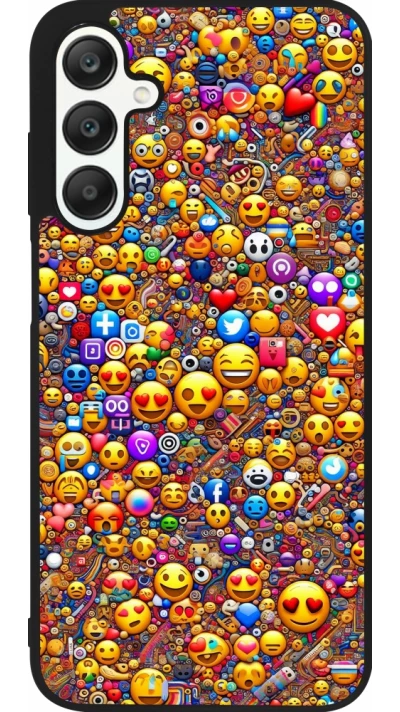 Samsung Galaxy A25 Case Hülle - Silikon schwarz Emoji gemischt